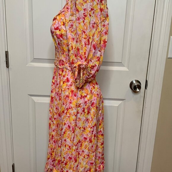 Hale Bob Pink, Orange & Yellow Floral Fit & Flare Dress, NWT! Size XS - Picture 5 of 10